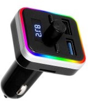 Draadloze Bluetooth Auto Radio Audio Adapter Fm-zender Rgb Verlichting 2 Usb QC3.0 Snel Opladen