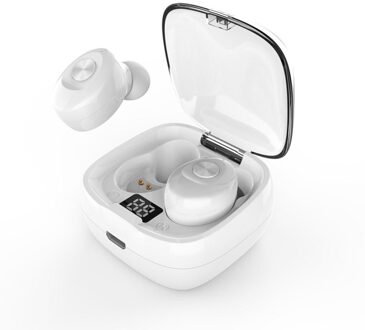 Draadloze Bluetooth Oordopjes Met Mini In-Ear 5.0 Oordopjes Waterdichte 30H Speeltijd Headset Noise Annuleren Oortelefoon Hoofdtelefoon wit