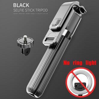 Draadloze Bluetooth Selfie Stick Opvouwbare Handheld Remote Shutter Statief Met 5Inch Led Ring Fotografie Licht Voor Android Ios zwart nee ring licht