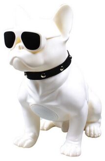 Draadloze Bluetooth Speaker Franse Bulldog Subwoofer Multipurpose Voor Computer Pc Speaker Fm Radio Volledige Hond Draagbare Stereo wit