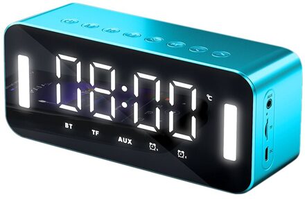 Draadloze Bluetooth Speaker Stereo Bass Nachtlampje Multifunctionele Digitale Elektronische Klok Temperatuur Display Fm Radio Alarm