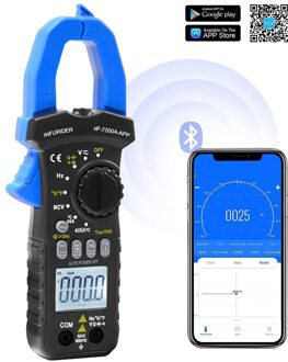 Draadloze Bluetooth Stroomtang HP-7200APP 6000 Count Auto Range Bluetooth Klem Multimeterdc/Ac True Rms Continuïteit Zoemer Meter