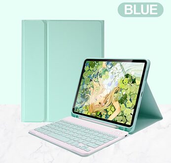 Draadloze Bluetooth Toetsenbord Met Touchpad Case Voor Apple Ipad 7th 8th Generatie 11 Tablet Doek Leather Case donker groen