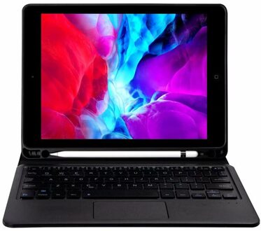 Draadloze Bluetooth Toetsenbord Met Touchpad Case Voor Apple Ipad 7th 8th Generatie 11 Tablet Doek Leather Case zwart