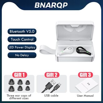 Draadloze Bluetooth Touch Control Oortelefoon Sport IPX7 Waterdichte Draadloze Hoofdtelefoon Met Microfoon 3500Mah Opladen Doos Headset zwart en wit