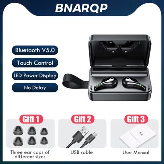 Draadloze Bluetooth Touch Control Oortelefoon Sport IPX7 Waterdichte Draadloze Hoofdtelefoon Met Microfoon 3500Mah Opladen Doos Headset zwart