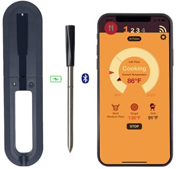 Draadloze Bluetooth Vlees Thermometer Rvs Barbecue Probe Digitale Temperatuur Display Vloeibare Melk Keuken Koken Gereedschap