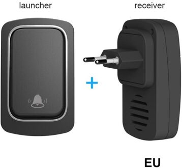 Draadloze Deurbel Welkom Bell Intelligente Thuis Deurbel Alarm Smart Deurbel Draadloze Bel Waterdichte Knop Self-Powered Deur EU zwart