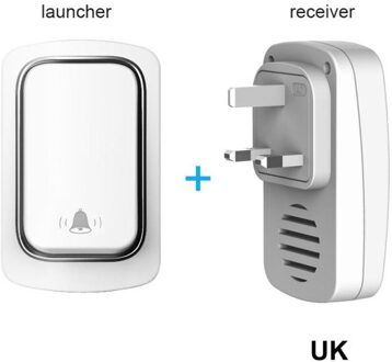 Draadloze Deurbel Welkom Bell Intelligente Thuis Deurbel Alarm Smart Deurbel Draadloze Bel Waterdichte Knop Self-Powered Deur UK wit