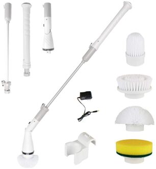 Draadloze elektrische borstel lange handvat telescopische huishoudelijke borstel reinigingsborstel automatische roterende mop grijs US plug