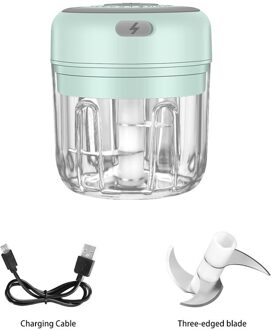 Draadloze Elektrische Knoflook Crusher Groente Chili Vlees Eten Pers Vleesmolen Knoflook Chopper Oplaadbare Kruiden Stamper Spice Chopper groen-250ml