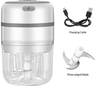 Draadloze Elektrische Knoflook Crusher Groente Chili Vlees Eten Pers Vleesmolen Knoflook Chopper Oplaadbare Kruiden Stamper Spice Chopper wit-300ml