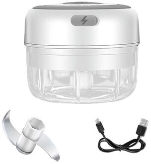 Draadloze Elektrische Knoflookpers Vleesmolen Hakken Gember Knoflook Tool 100/250Ml Usb Oplaadbare Groente Chili Molen Chopper wit 100ml