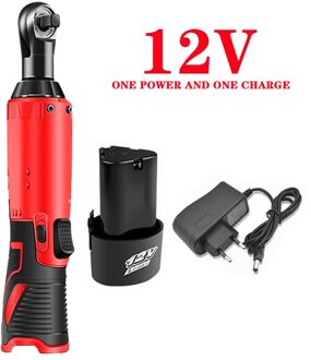 Draadloze Elektrische Sleutel 12V 3/8 Ratelsleutel Set Hoek Boor Schroevendraaier Te Verwijderen Moer Auto Reparatie Tool rood 1 accu