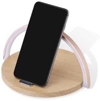 Draadloze Fast Charger Tafellamp Nachtlampje Telefoon Houder Pad Voor Iphone Samsung Smart Phone Houtnerf Draadloze Chager Base wooden