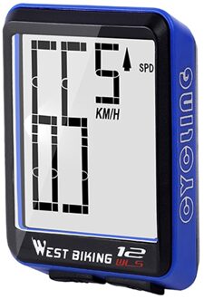 Draadloze Fiets Computer Waterdicht Fiets Snelheidsmeter Thermometer Speed Afstand Tijd Meten Met Lcd Licht Kilometerstand Bicicleta Blauw