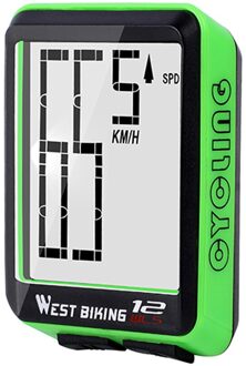 Draadloze Fiets Computer Waterdicht Fiets Snelheidsmeter Thermometer Speed Afstand Tijd Meten Met Lcd Licht Kilometerstand Bicicleta groen