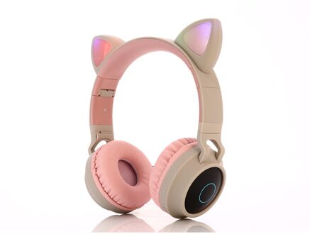 Draadloze Hoofdtelefoon, Led Lichtgevende Kat Oren 5.0 Bluetooth Oortelefoon Ondersteuning Tf Card, Muziek Headset Voor Kinderen En Meisjes C28-grijs
