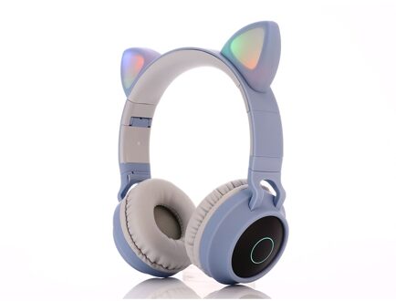 Draadloze Hoofdtelefoon, Led Lichtgevende Kat Oren 5.0 Bluetooth Oortelefoon Ondersteuning Tf Card, Muziek Headset Voor Kinderen En Meisjes C28-lucht blauw
