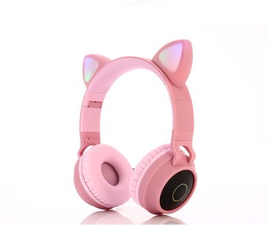 Draadloze Hoofdtelefoon, Led Lichtgevende Kat Oren 5.0 Bluetooth Oortelefoon Ondersteuning Tf Card, Muziek Headset Voor Kinderen En Meisjes C28-roze