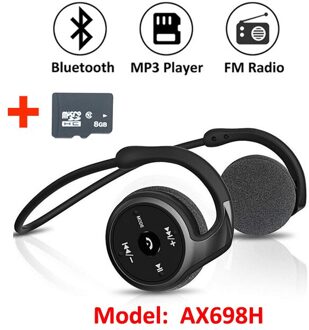 Draadloze Hoofdtelefoon MP3 Speler Draadloze Bluetooth Oortelefoon Muziek Headset Sport Draagbare MP3 Speler Walkman Hoofdtelefoon Voor Telefoon AX698 zwart