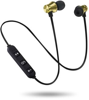 Draadloze Magnetische Bluetooth Hoofdtelefoon Stereo Bluetooth Koptelefoon Draadloze Sport Running Magnetische Oordopjes W/Mic Waterful Headset goud