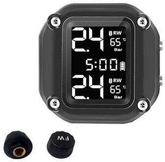 Draadloze Motorfiets Tpms Bandenspanningscontrolesysteem Motor Tyre Lcd Display Externe Bandenspanning Sensoren Alarmsysteem