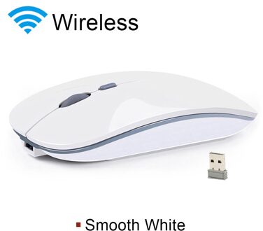 Draadloze Muis Stille Bluetooth Muis Draadloze Computer Muis Oplaadbare Usb Mause Ergonomische Muizen Geruisloze Voor Pc Laptop Mute wit 2.4G Mice