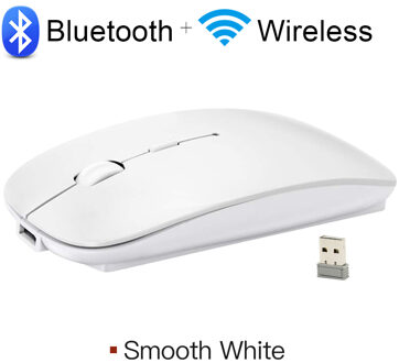 Draadloze Muis Stille Bluetooth Muis Draadloze Computer Muis Oplaadbare Usb Mause Ergonomische Muizen Geruisloze Voor Pc Laptop Mute wit Bluetooth Mice