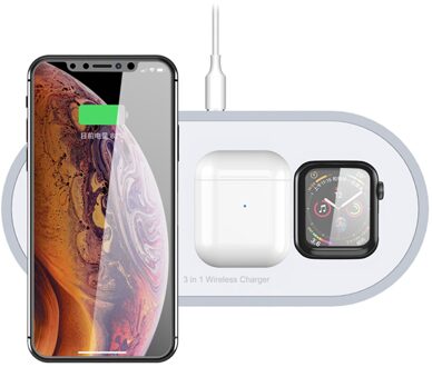 Draadloze Oplader 3 In 1 Snel Opladen Pad Station Voor Apple Horloge Iwatch Serie 5/4/3/2/1 Airpods 2/Pro Iphone 11/11 Pro/Xs Max