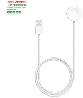 Draadloze Oplader Draagbare Voor Iwatch 6 Se 5 4 Opladen Dock Station Usb Charger Kabel Voor Apple Horloge Serie 5 4 3 2 1 1M wit