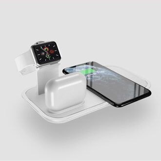 Draadloze Oplader Stand 3 In 1 Qi 15W Snel Opladen Dock Station Voor Apple Horloge Iwatch 5 4 3 airpods Pro Voor Iphone 11 Xs Xr X 8 wit