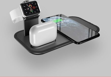 Draadloze Oplader Stand 3 In 1 Qi 15W Snel Opladen Dock Station Voor Apple Horloge Iwatch 5 4 3 airpods Pro Voor Iphone 11 Xs Xr X 8 zwart