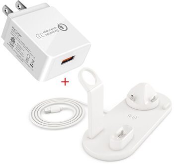 Draadloze Oplader Telefoon Houder Stand Dock Station Voor Apple Horloge Serie 5 4 3 2 Iphone 11 Pro Max XS MAX XR 8 X IWatch Airpods wit US plug