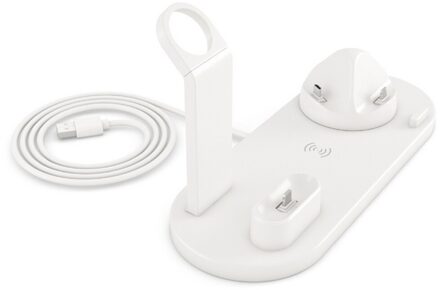 Draadloze Oplader Telefoon Houder Stand Dock Station Voor Apple Horloge Serie 5 4 3 2 Iphone 11 Pro Max XS MAX XR 8 X IWatch Airpods wit