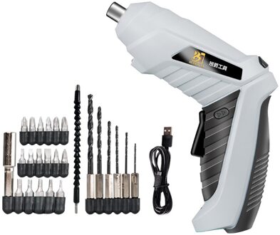 Draadloze Schroevendraaier Elektrische Schroevendraaier Set Usb Oplaadbare 3.6V Schroef Driver Met Led Verlichting Huishoudelijke Power Handboor 27stk