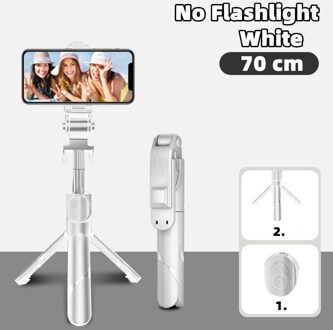 Draadloze Selfie Stok Bluetooth Compatibel Opvouwbare Mini Statief Voor Telefoon Met Licht Invullen Afstandsbediening Sluiter Voor Ios Android wit 70cm