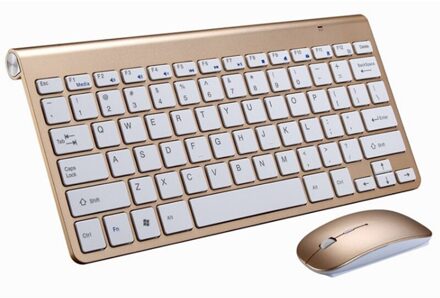 Draadloze Toetsenbord Met Muis Oplaadbare Batterij Combo Set Voor Notebook Laptop Mac Desktop Pc Computer Smart Tv PS4 Toetsenbord goud