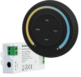 Draadloze touch wanddimmer dual white zwart - compleet