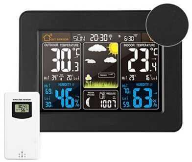 Draadloze Weerstation Wekker Thermometer Kalender met Outdoor Sensor zwart