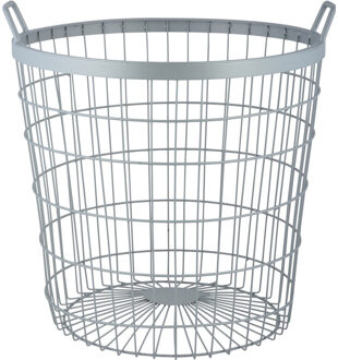 Draadmand/haardhout opbergmand - zilver - 43 x 45 cm - Metaal - 60 liter - decoratiemand/opbergen