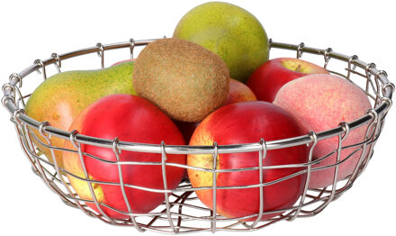 Draadmand schaal - metaal - zilver - decoratie schaal - fruitschaal - 26.5 x 7 cm