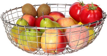Draadmand schaal - metaal - zilver - decoratie schaal - fruitschaal - 34 x 10 cm