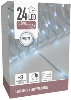 Draadverlichting lichtsnoer - 24 lampjes - helder wit - op batterij - 180 cm