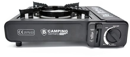 Draagbaar Compact Gasfornuis Camping Gaskoker met ingebouwd veiligheidssysteem in handige opbergkoffer - zwart