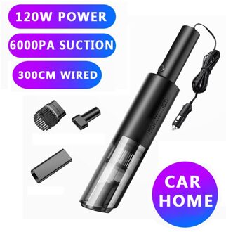 Draagbare 120W 12V Mini Wired Handheld Auto Stofzuiger 6000Pa Sterke Zuigkracht Nat En Droog Voor auto Accessoires zwart