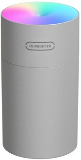 Draagbare 270Ml Elektrische Luchtbevochtiger Aroma Olie Diffuser Usb Cool Mist Spuit Met Kleurrijke Nachtlampje Voor Thuis Auto werken grijs