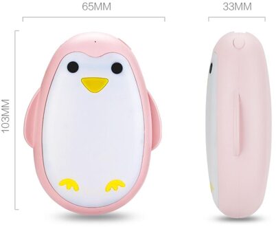 Draagbare 3.7V Handy Warmer Penguin Pocket Usb Oplaadbare Explosieveilige 5200Mah Charger Multi-Functionele Warming Levert Roze