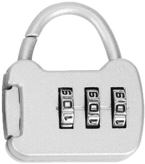Draagbare 3 Cijfercombinatie Wachtwoord Vergrendelen Draagbare Zinklegering Draagtas Lock Hangslot Voor Rugzak Slot Zilver