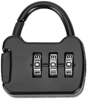 Draagbare 3 Cijfercombinatie Wachtwoord Vergrendelen Draagbare Zinklegering Draagtas Lock Hangslot Voor Rugzak Slot zwart